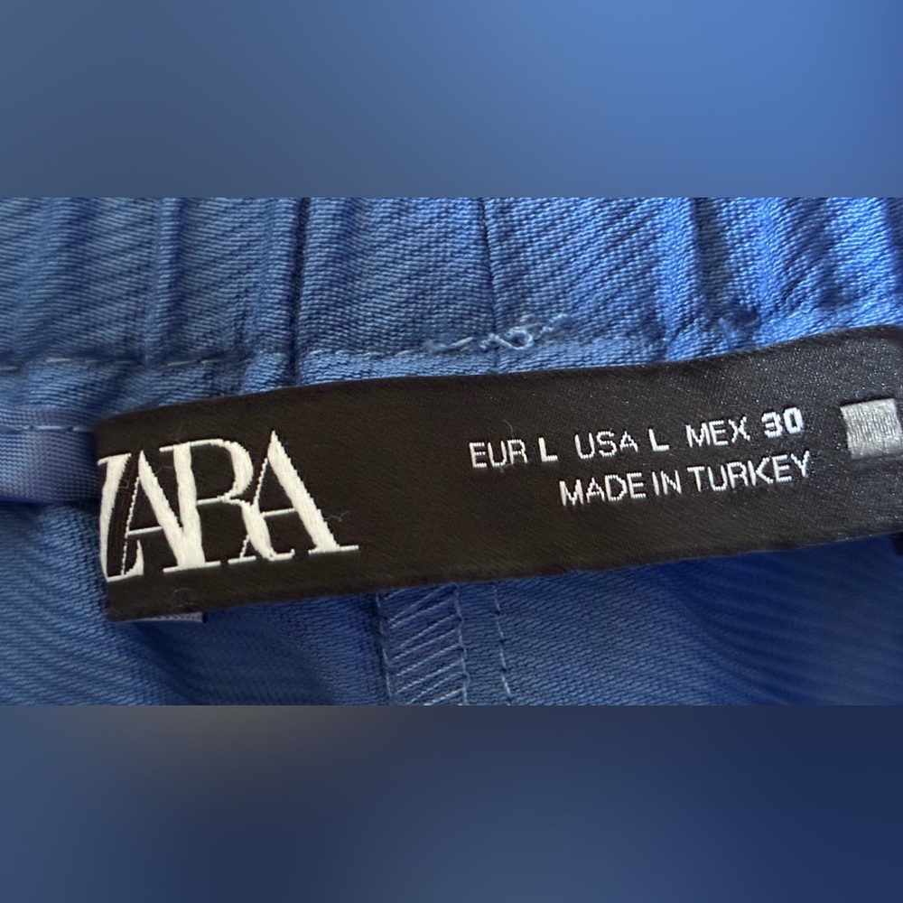 ZARA WOMAN Blue Elastic Waist Pants - Picture 4 of 10